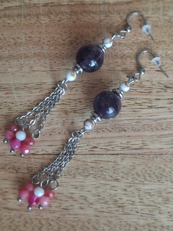 Captivating Stainless Steel Dangle Earrings - Mardi Gras