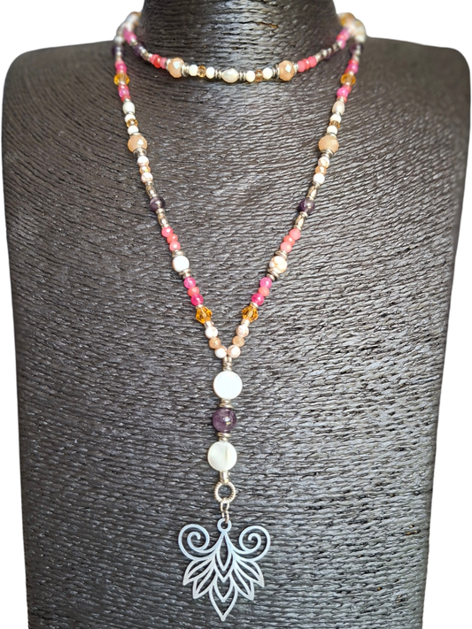 Lotus Flower Necklace - Mardi Gras