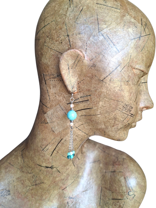 Captivating Stainless Steel Dangle Earrings - Mystic Lagoon