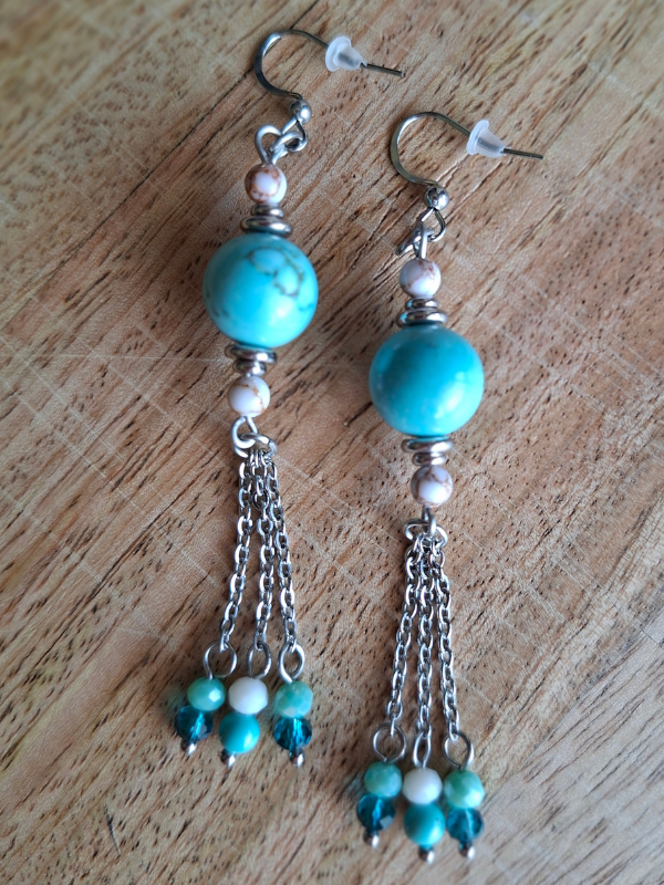 Captivating Stainless Steel Dangle Earrings - Mystic Lagoon