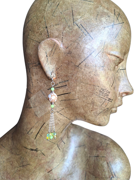 Captivating Stainless Steel Dangle Earrings - Lime Green
