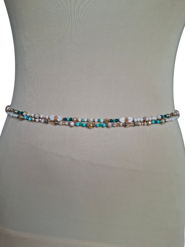 Double Strand Waist Adornment - Teal & Turquoise