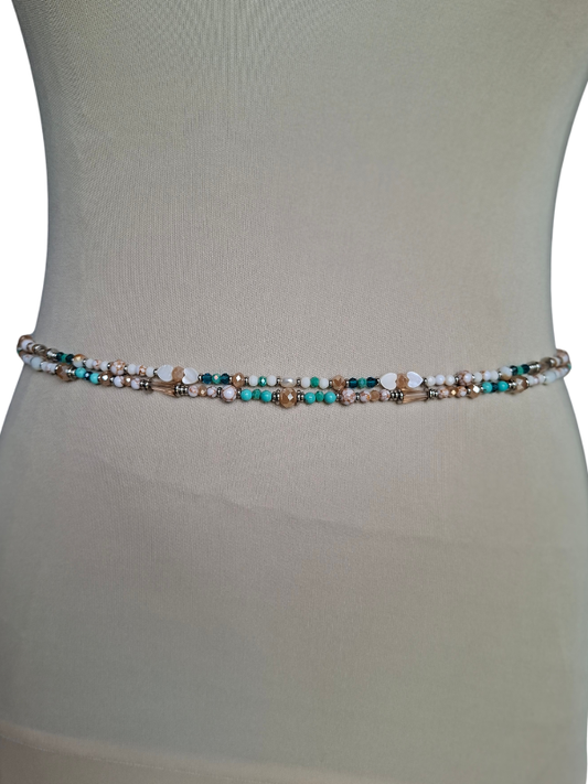 Double Strand Waist Adornment - Teal & Turquoise