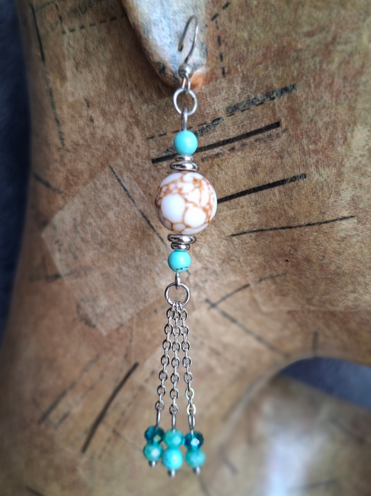 Captivating Stainless Steel Dangle Earrings - Teal & Turquoise