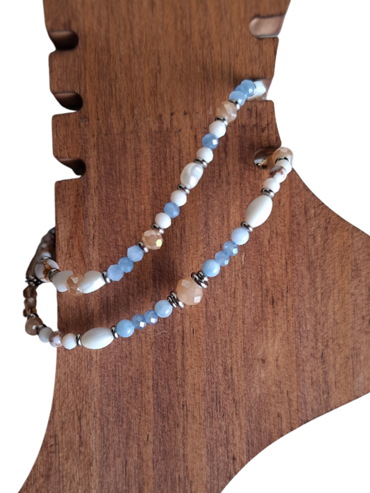Double Strand Anklet - Periwinkle & Powder Blue
