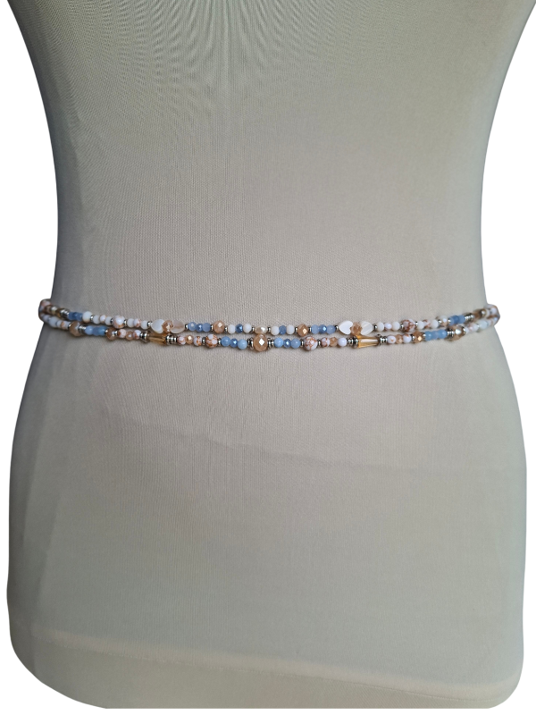 Double Strand Waist Adornment - Periwinkle & Powder Blue