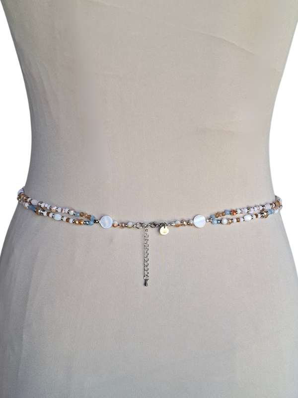 Double Strand Waist Adornment - Periwinkle & Powder Blue