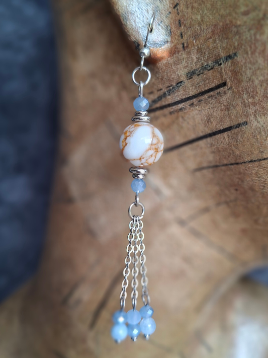 Captivating Stainless Steel Dangle Earrings - Periwinkle & Powder Blue