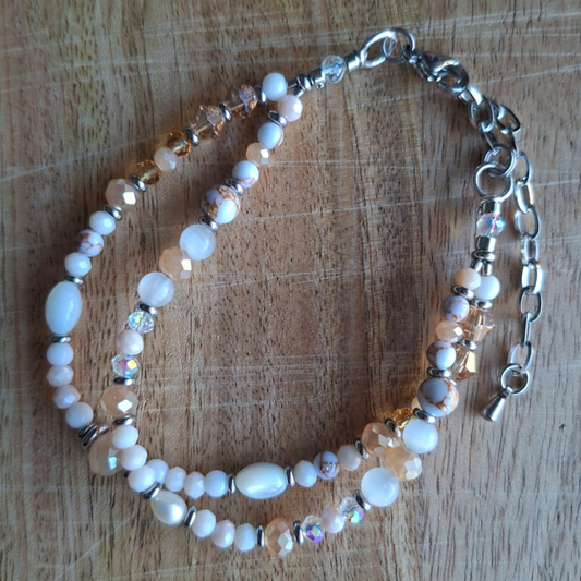 Double Strand Anklet - Tangerine & Orange