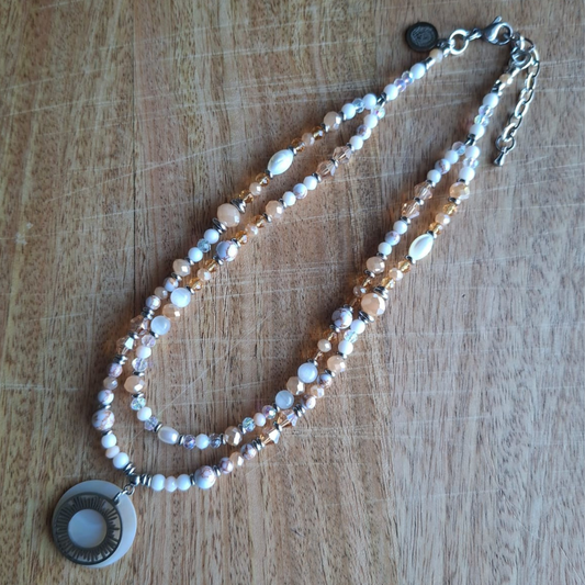 Sunburst Double Strand Necklace - Tangerine & Orange
